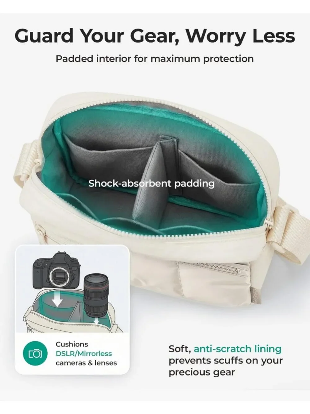 2-in-1 Puffy Camera Sling Bag | Small Crossbody Photography Case for DSLR/SLR